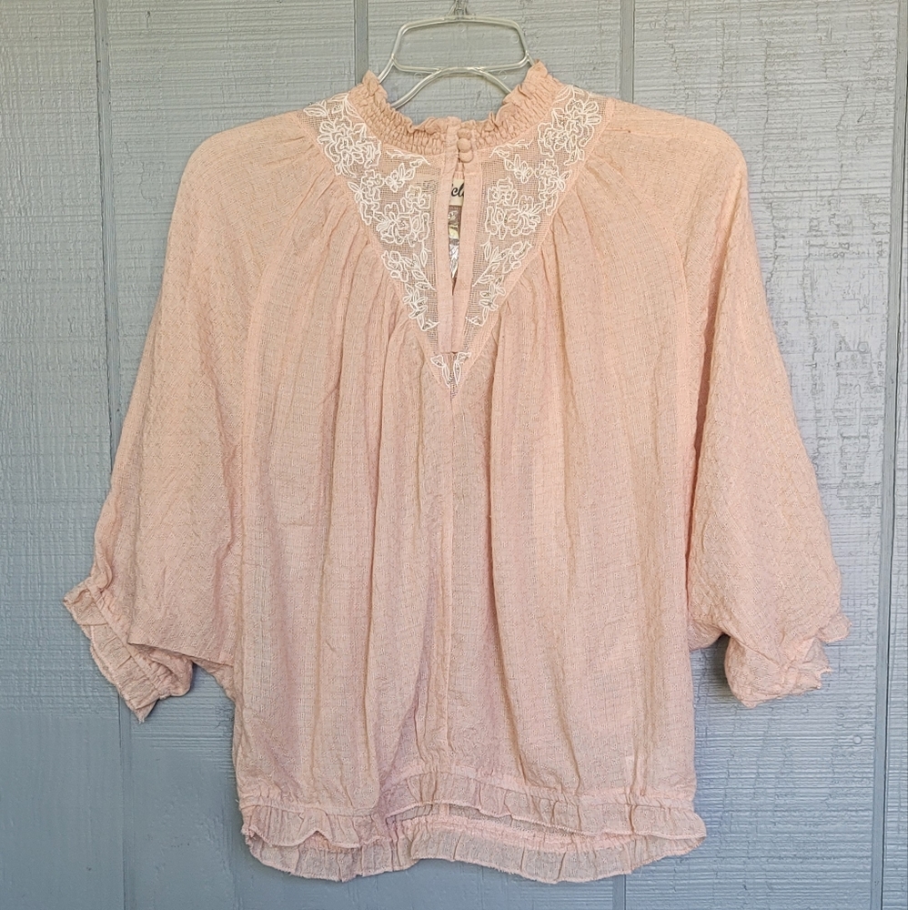 Listicle Embroidered Top with beads. Size S